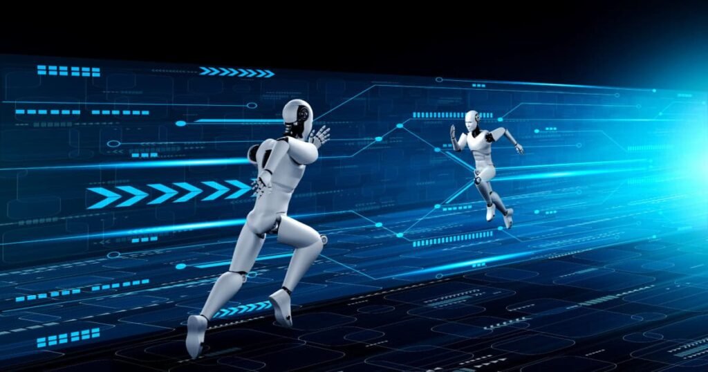 running robot changes direction
