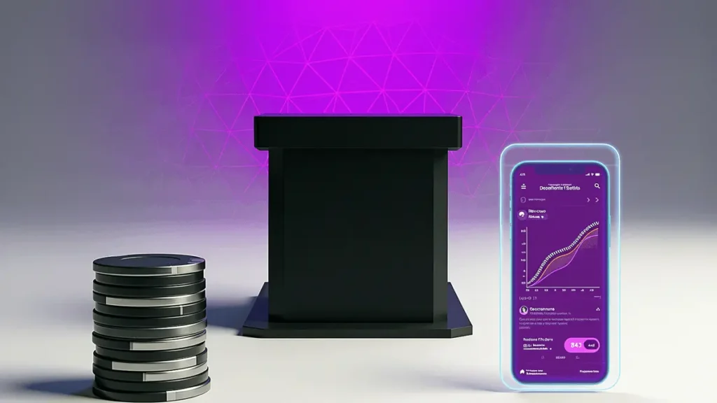 Casinos, Tribes, and Unions Urge Senate to Ban Sports Betting From the Clarity Act Senate podium with digital grid, casino chips, and prediction market interface in purple gradient lighting